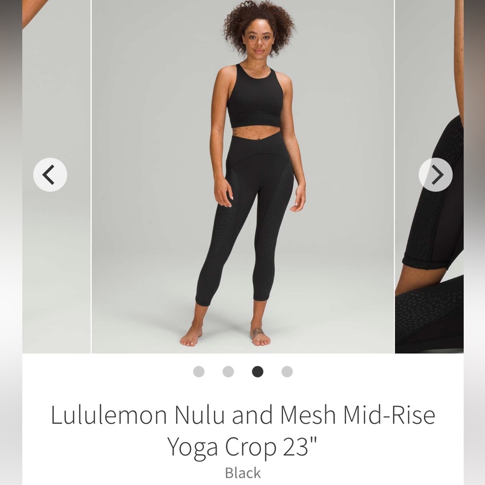 LULULEMON | Nulu and Mesh Mid-Rise Yoga Crop 23” Black Sz 6